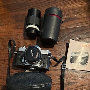 Vintage Konica t autoreflex with 52mm & 135mm lense & case